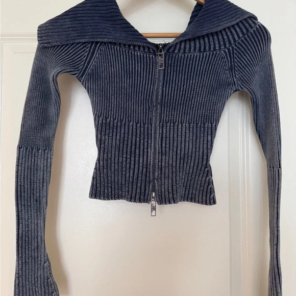 Jaded London Sweaters Jaded London Navy Offtheshoulder Sweater